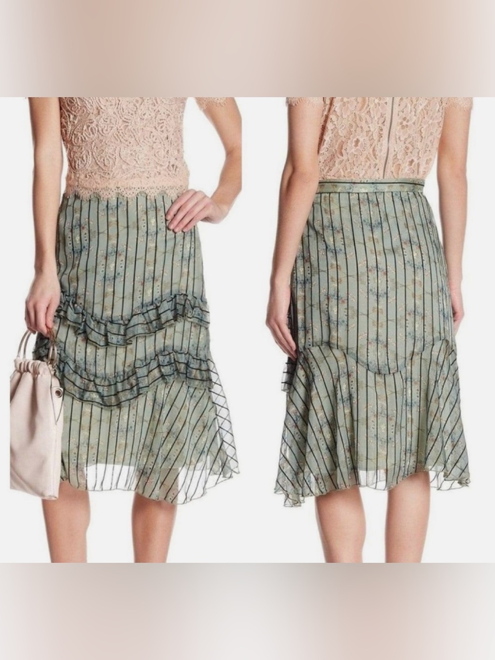 Eva Franco Floral Ruffle Midi Skirt - Anthropologie
